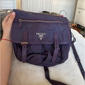 Vintage Prada Cross Body Nylon Sport Bag In Purple